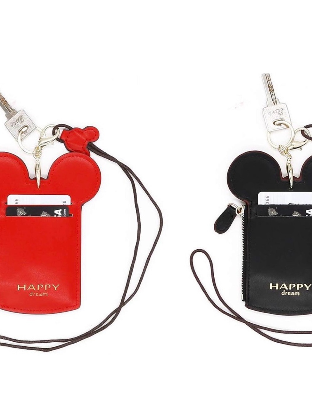 New Mickey Ear Crossbody Card Holders in Black & Red - Picture 4 of 8